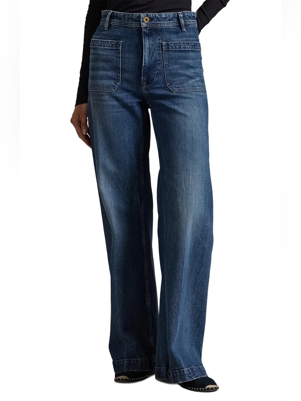 Lauren Ralph Lauren Indigo Wide-Leg Jeans with Patch Pockets